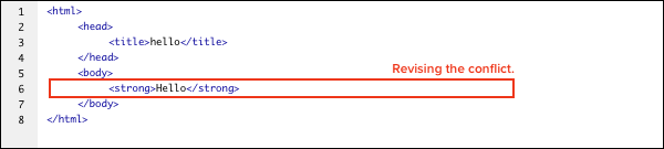 Example of resolving a conflict