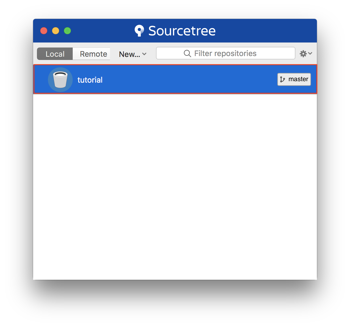 Select "tutorial" repository