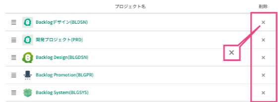 プロジェクトの削除