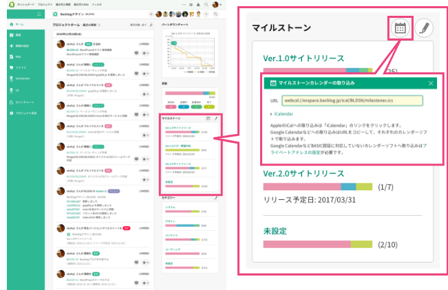 マイルストーンカレンダー（iCalendar）