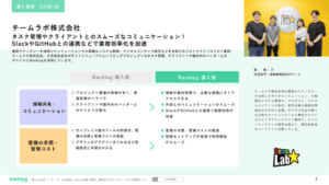 チームラボ株式会社様の事例について説明している