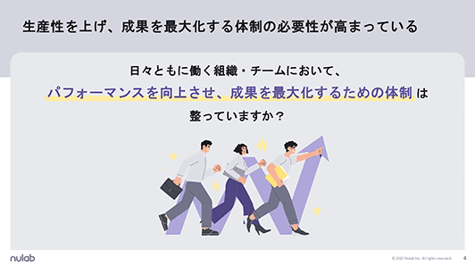 生産性を上げ、成果を最大化する体制の必要性が高まっている