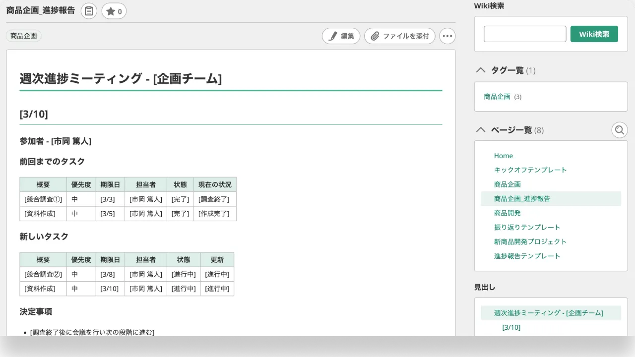 Wikiに業務に関する情報をまとめることができるイメージ
