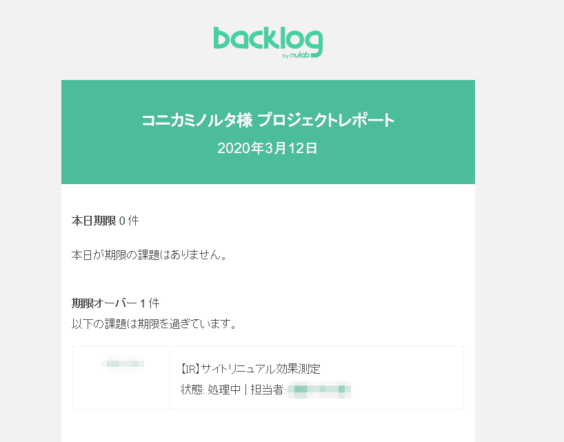 Backlogのプロジェクトレポートは期限切れ課題をメールでお知らせしてくれる