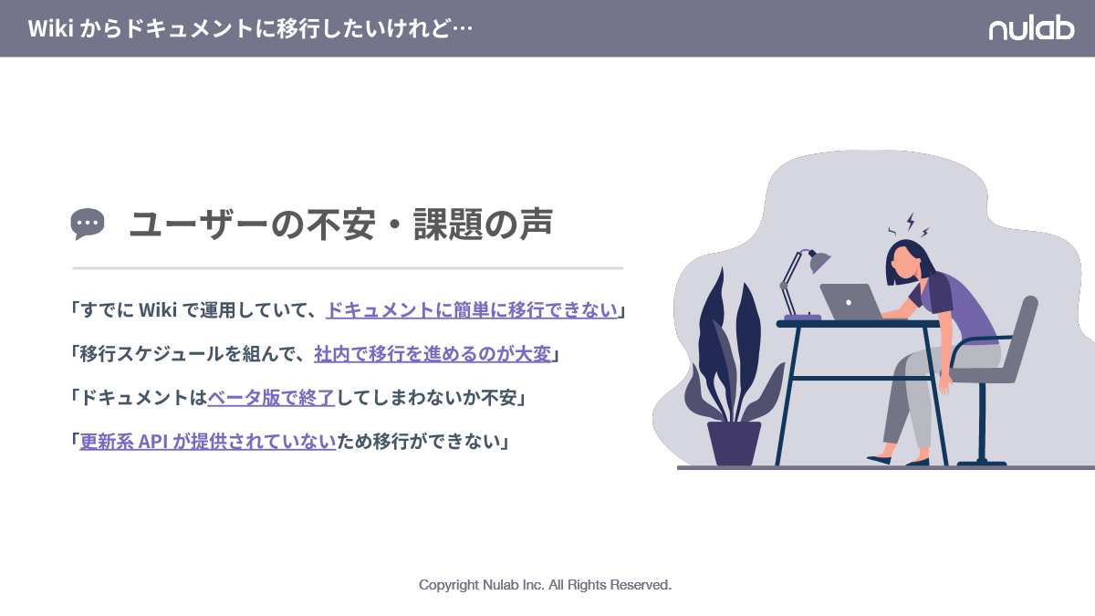 Wikiとドキュメント機能に寄せられた不安の声