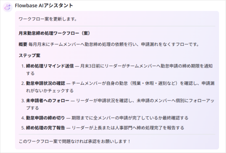 提案されたワークフローを確認する